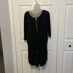 Lascana for Venus Sz M Black Pool Beach Cover Up Dress GUC TIE WAIST B21